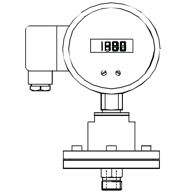 PES Digitale manometer met membraan en RVS chemische afdichting